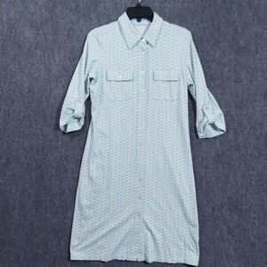 J McLaughlin Shirt Dress Womens Small Mint Green White Geometric Button Front